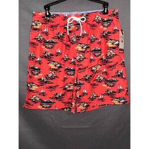 Chaps Swim Trunks Mens Nautical Sailboat Swim Trunks UPF 50+ Medium NWT